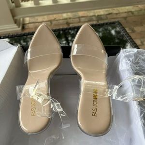 Fashion Nova Maria Shoes Sandals Strappy Clean Block Heel New! Nude Size 6